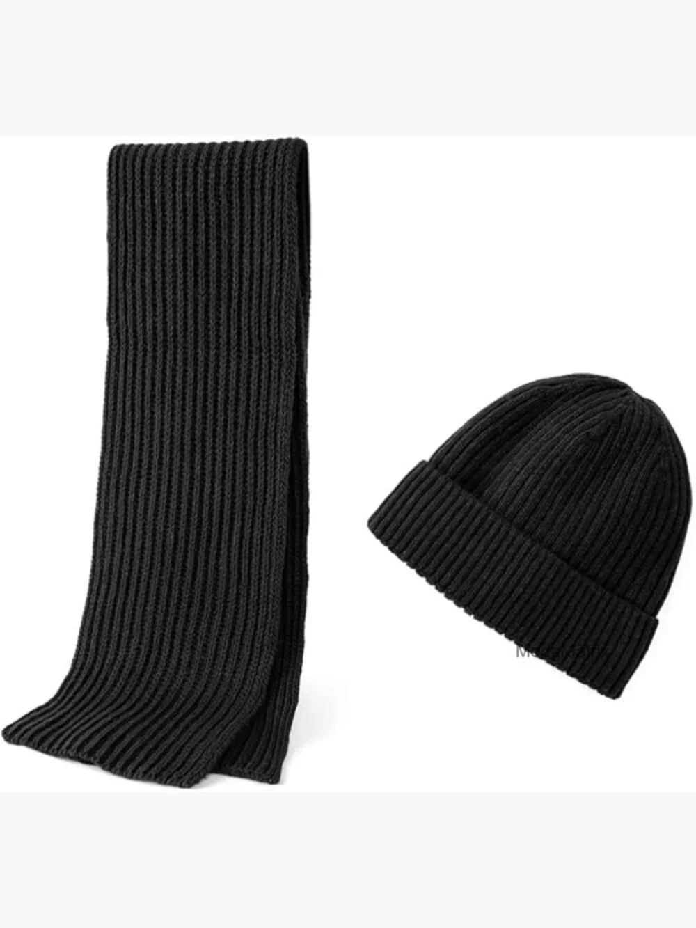 Merino Wool Knit Beanie Scarf Set Winter Soft Warm Scarves Hat Unisex